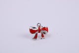 Red Ribbon Charm, Traditional Charm, Made from Solid 925 Grade Sterling Silver, Complete with Attachment Link