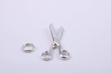 Scissor Charm, Traditional Charm, Made from Solid 925 Grade Sterling Silver, Complete with Attachment Link