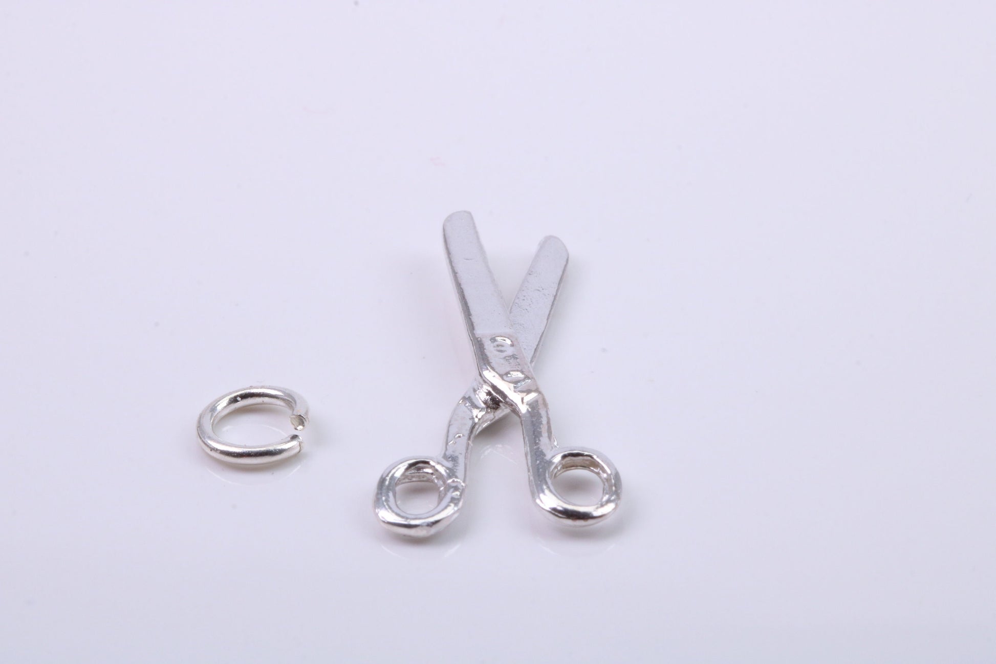 Scissor Charm, Traditional Charm, Made from Solid 925 Grade Sterling Silver, Complete with Attachment Link