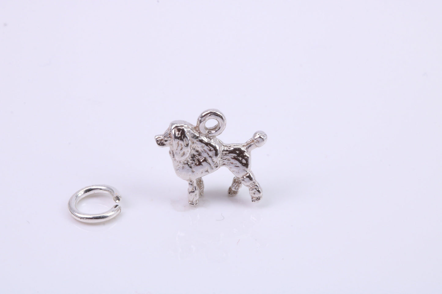 Poodle Dog Charm, Traditional Charm, Made from Solid 925 Grade Sterling Silver, Complete with Attachment Link