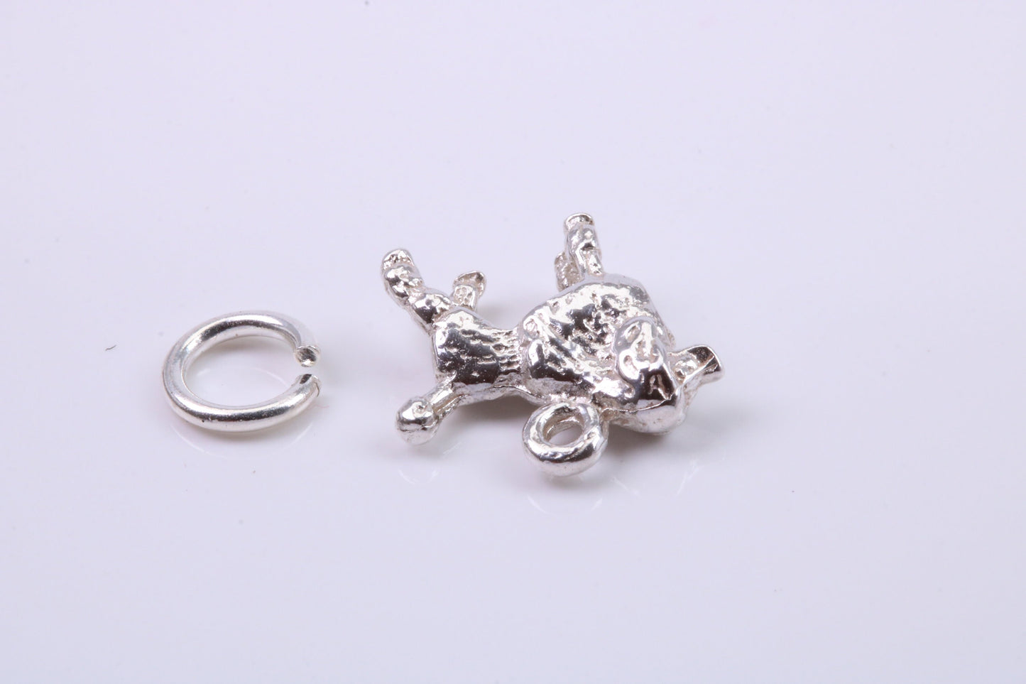 Poodle Dog Charm, Traditional Charm, Made from Solid 925 Grade Sterling Silver, Complete with Attachment Link