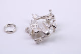 Oriental Dragon Charm, Traditional Charm, Made from Solid 925 Grade Sterling Silver, Complete with Attachment Link