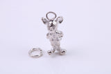 Standing Mouse Charm, Traditional Charm, Made from Solid 925 Grade Sterling Silver, Complete with Attachment Link