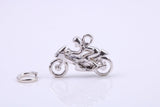Biker Charm, Traditional Charm, Made from Solid 925 Grade Sterling Silver, Complete with Attachment Link