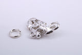 Biker Charm, Traditional Charm, Made from Solid 925 Grade Sterling Silver, Complete with Attachment Link