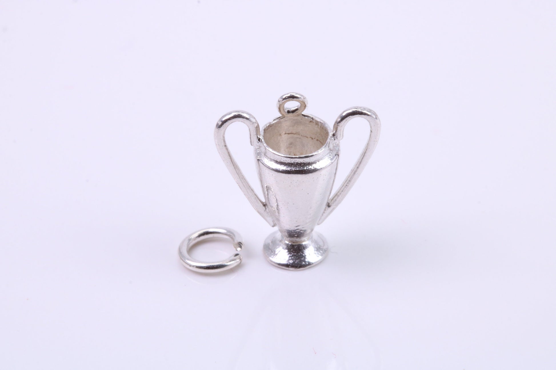 Sports Trophy Charm, Traditional Charm, Made from Solid 925 Grade Sterling Silver, Complete with Attachment Link
