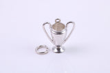 Sports Trophy Charm, Traditional Charm, Made from Solid 925 Grade Sterling Silver, Complete with Attachment Link