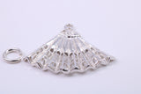 Oriental Fan Charm, Traditional Charm, Made from Solid 925 Grade Sterling Silver, Complete with Attachment Link