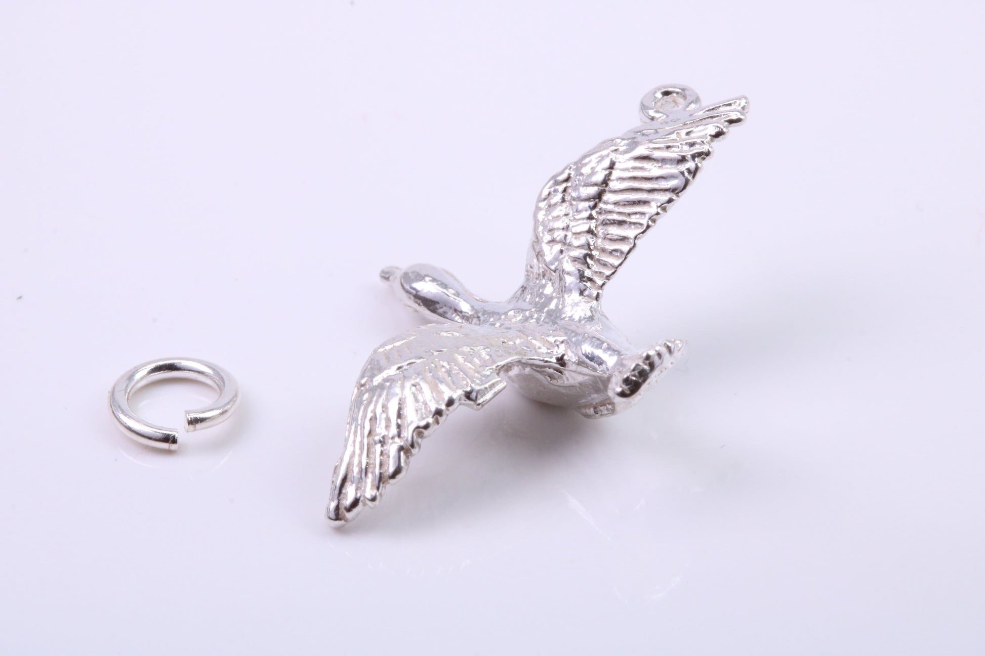 Flying Swan Charm, Traditional Charm, Made from Solid 925 Grade Sterling Silver, Complete with Attachment Link