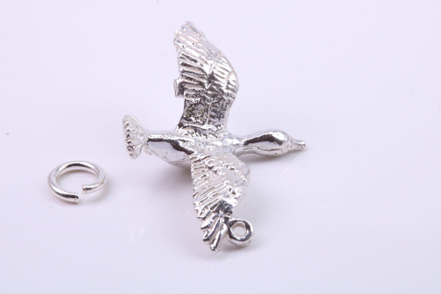 Flying Swan Charm, Traditional Charm, Made from Solid 925 Grade Sterling Silver, Complete with Attachment Link