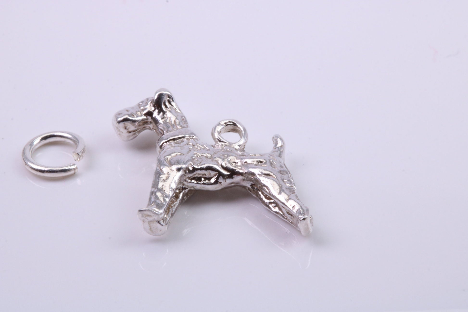 Schnauzer Dog Charm, Traditional Charm, Made from Solid 925 Grade Sterling Silver, Complete with Attachment Link