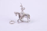 Knight on Horse Charm, Traditional Charm, Made from Solid 925 Grade Sterling Silver, Complete with Attachment Link