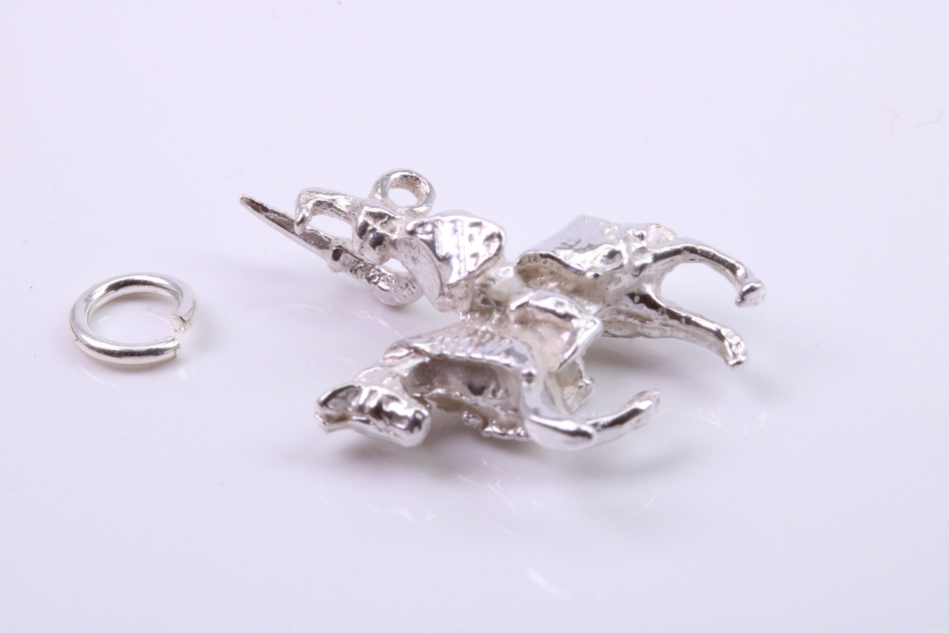 Knight on Horse Charm, Traditional Charm, Made from Solid 925 Grade Sterling Silver, Complete with Attachment Link