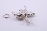Knight on Horse Charm, Traditional Charm, Made from Solid 925 Grade Sterling Silver, Complete with Attachment Link