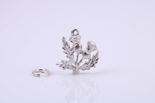 Thistle Charm, Traditional Charm, Made from Solid 925 Grade Sterling Silver, Complete with Attachment Link