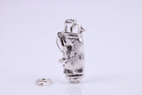 Golf Bag Charm, Traditional Charm, Made from Solid 925 Grade Sterling Silver, Complete with Attachment Link