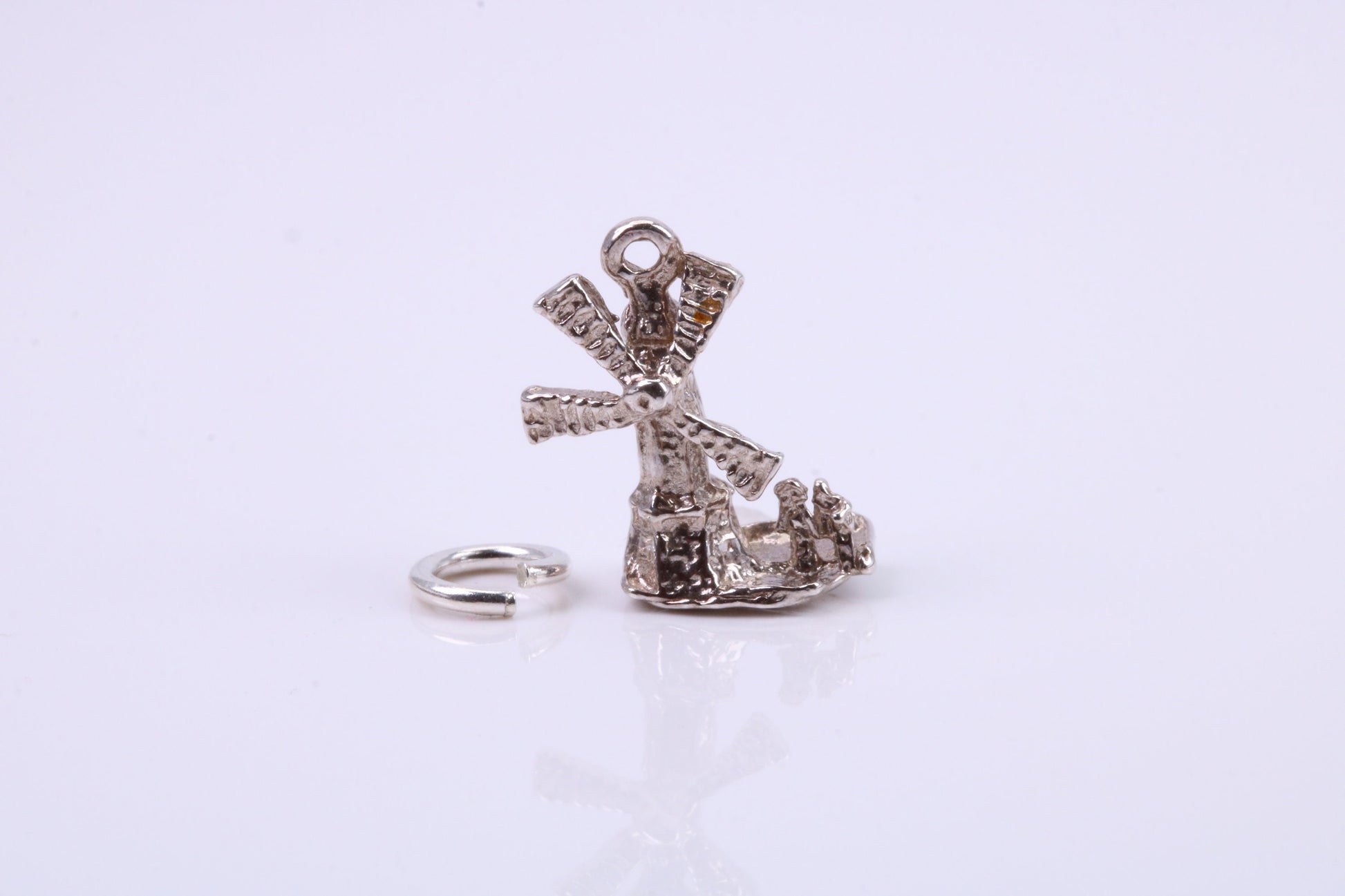 Windmill Charm, Traditional Charm, Made from Solid 925 Grade Sterling Silver, Complete with Attachment Link