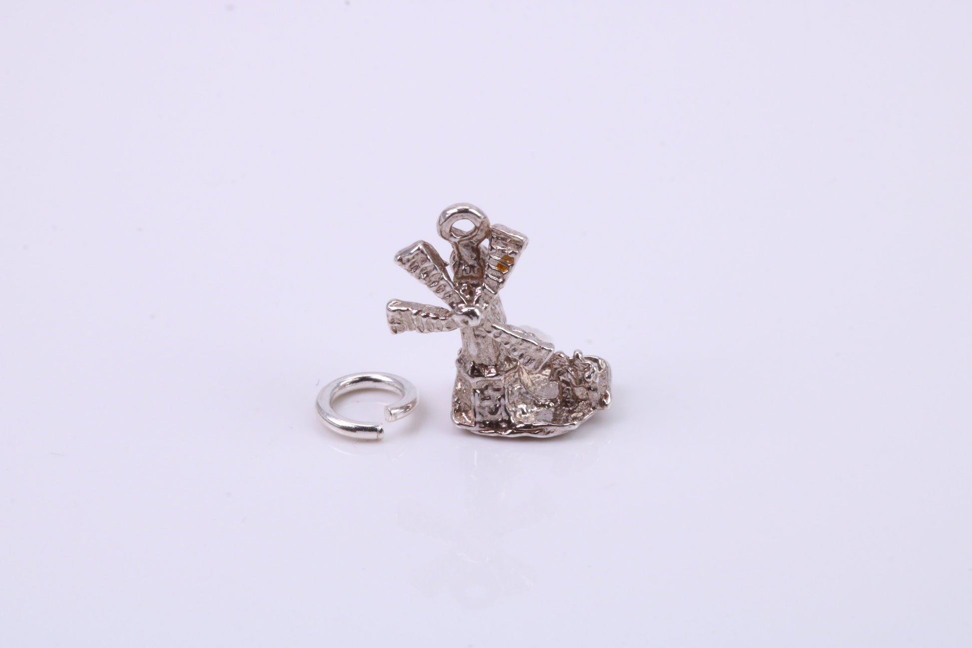 Windmill Charm, Traditional Charm, Made from Solid 925 Grade Sterling Silver, Complete with Attachment Link