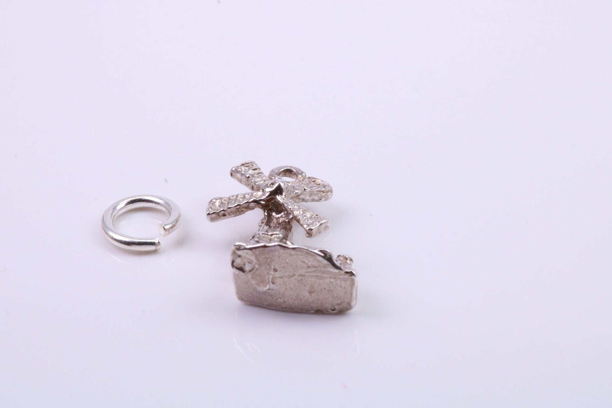Windmill Charm, Traditional Charm, Made from Solid 925 Grade Sterling Silver, Complete with Attachment Link