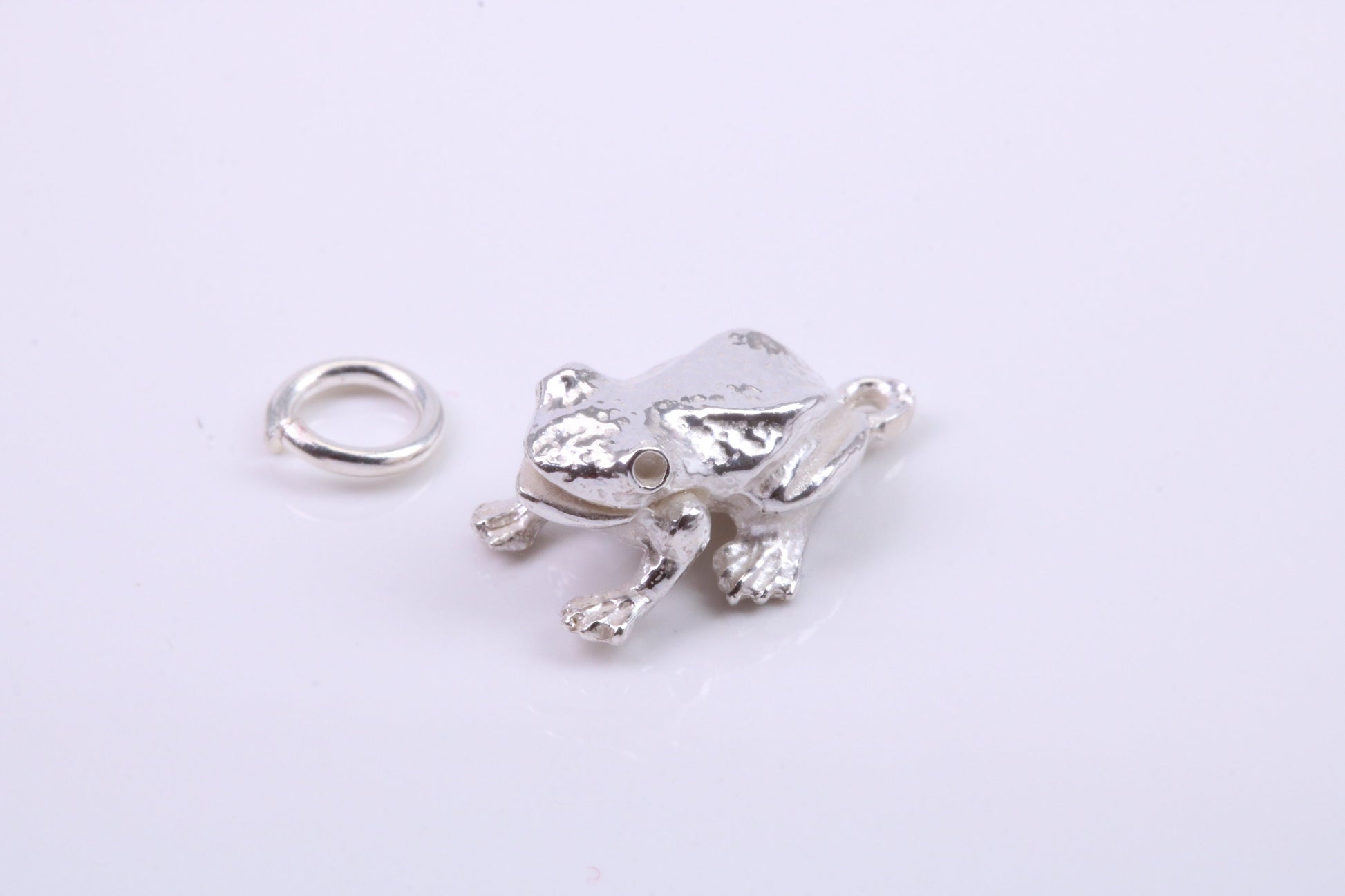 Frog Charm, Traditional Charm, Made from Solid 925 Grade Sterling Silver, Complete with Attachment Link