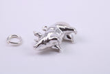 Farm Pig Charm, Traditional Charm, Made from Solid Cast Silver, Complete with Attachment Link