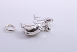 Farm Pig Charm, Traditional Charm, Made from Solid Cast Silver, Complete with Attachment Link