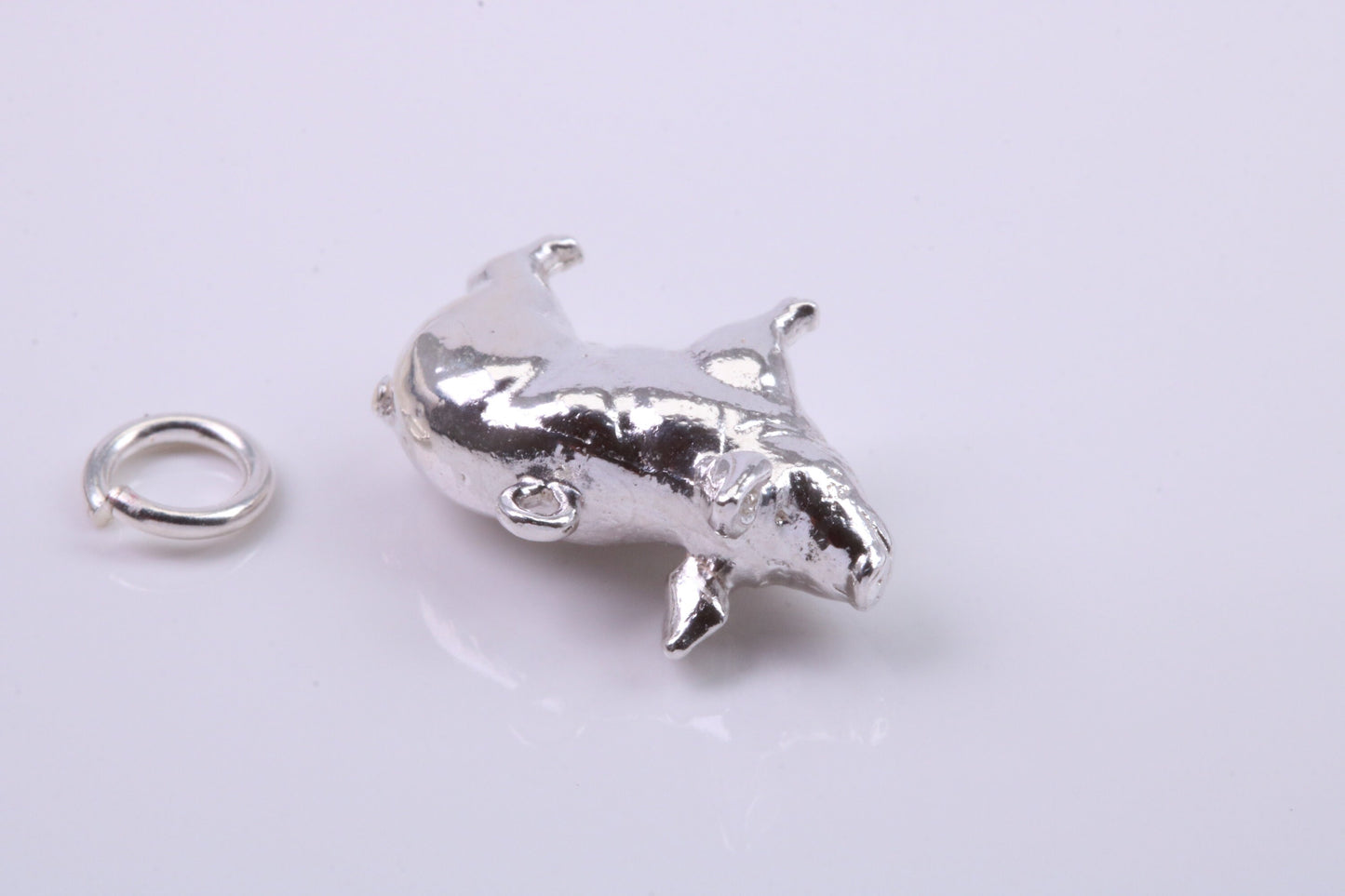 Farm Pig Charm, Traditional Charm, Made from Solid 925 Grade Sterling Silver, Complete with Attachment Link