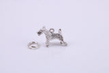 Airedale Terrier Dog Charm, Traditional Charm, Made from Solid 925 Grade Sterling Silver, Complete with Attachment Link