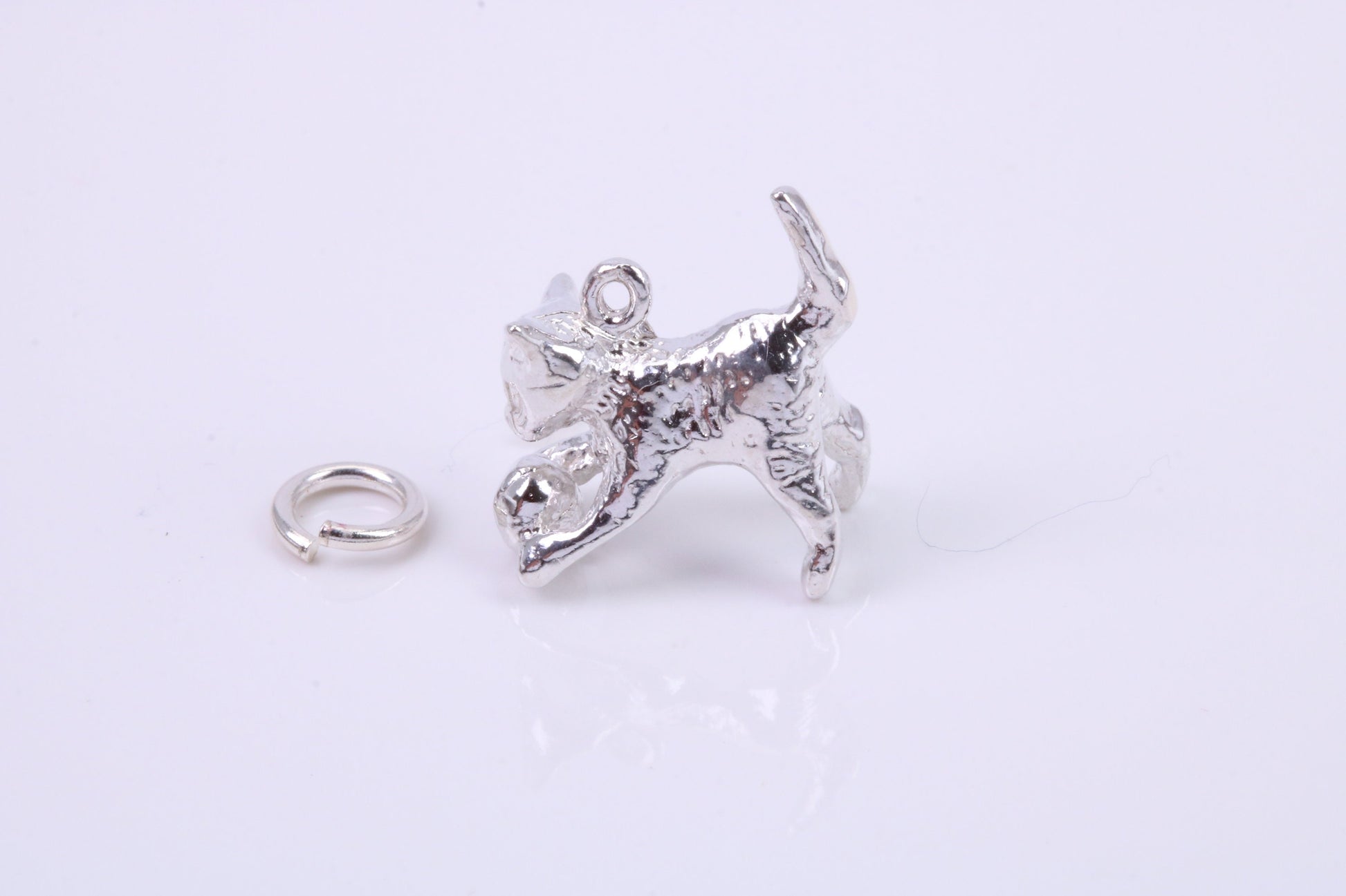 Cat Charm, Traditional Charm, Made from Solid 925 Grade Sterling Silver, Complete with Attachment Link
