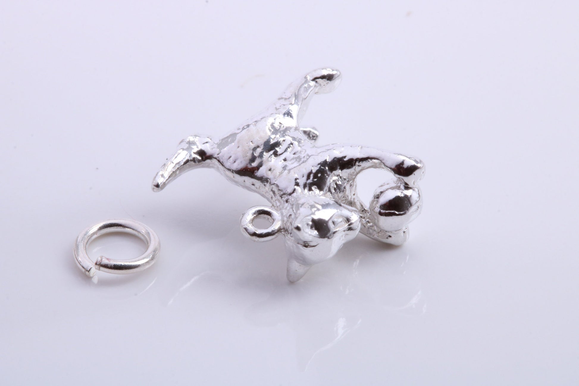 Cat Charm, Traditional Charm, Made from Solid 925 Grade Sterling Silver, Complete with Attachment Link