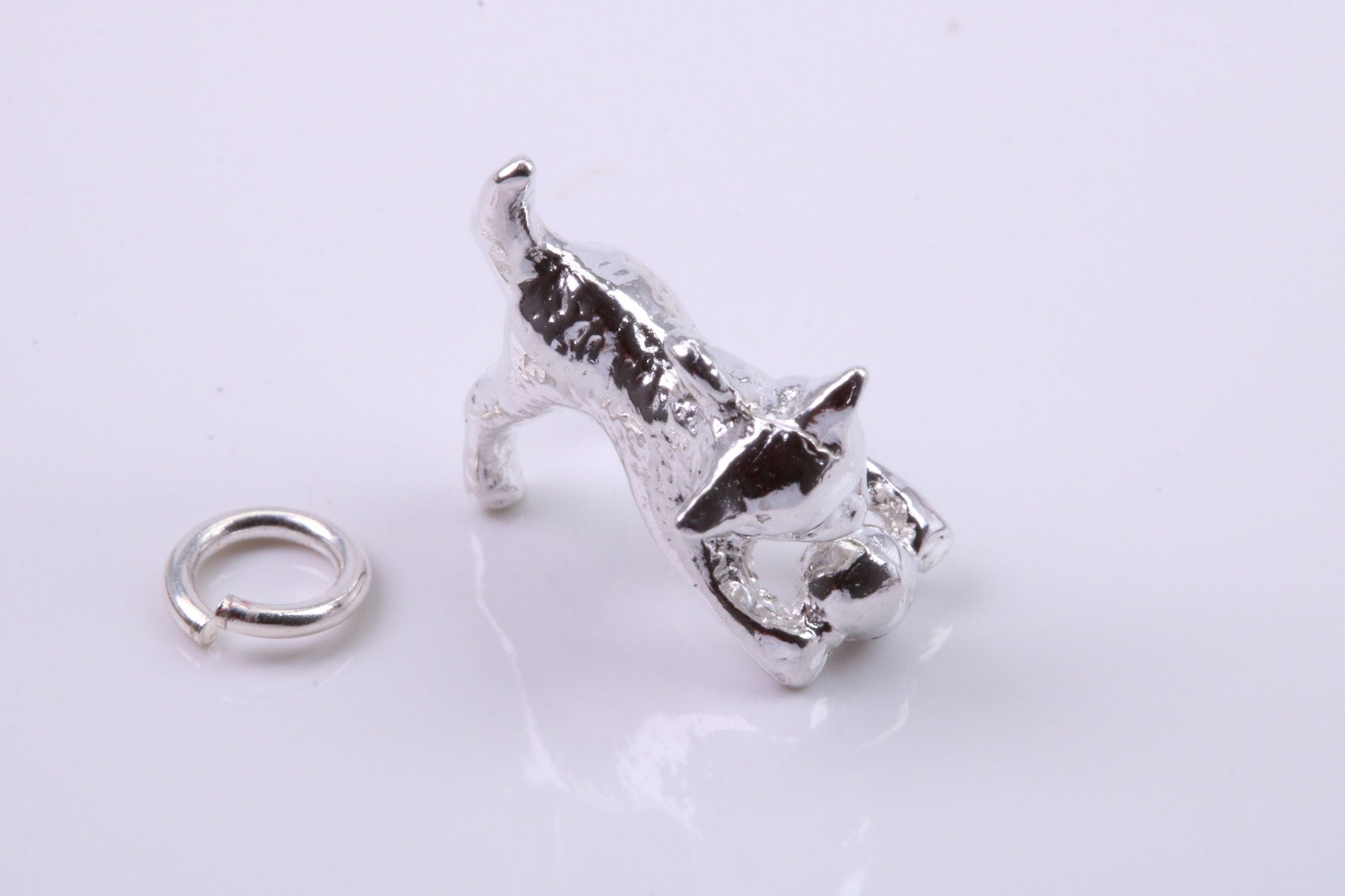 Cat Charm, Traditional Charm, Made from Solid 925 Grade Sterling Silver, Complete with Attachment Link