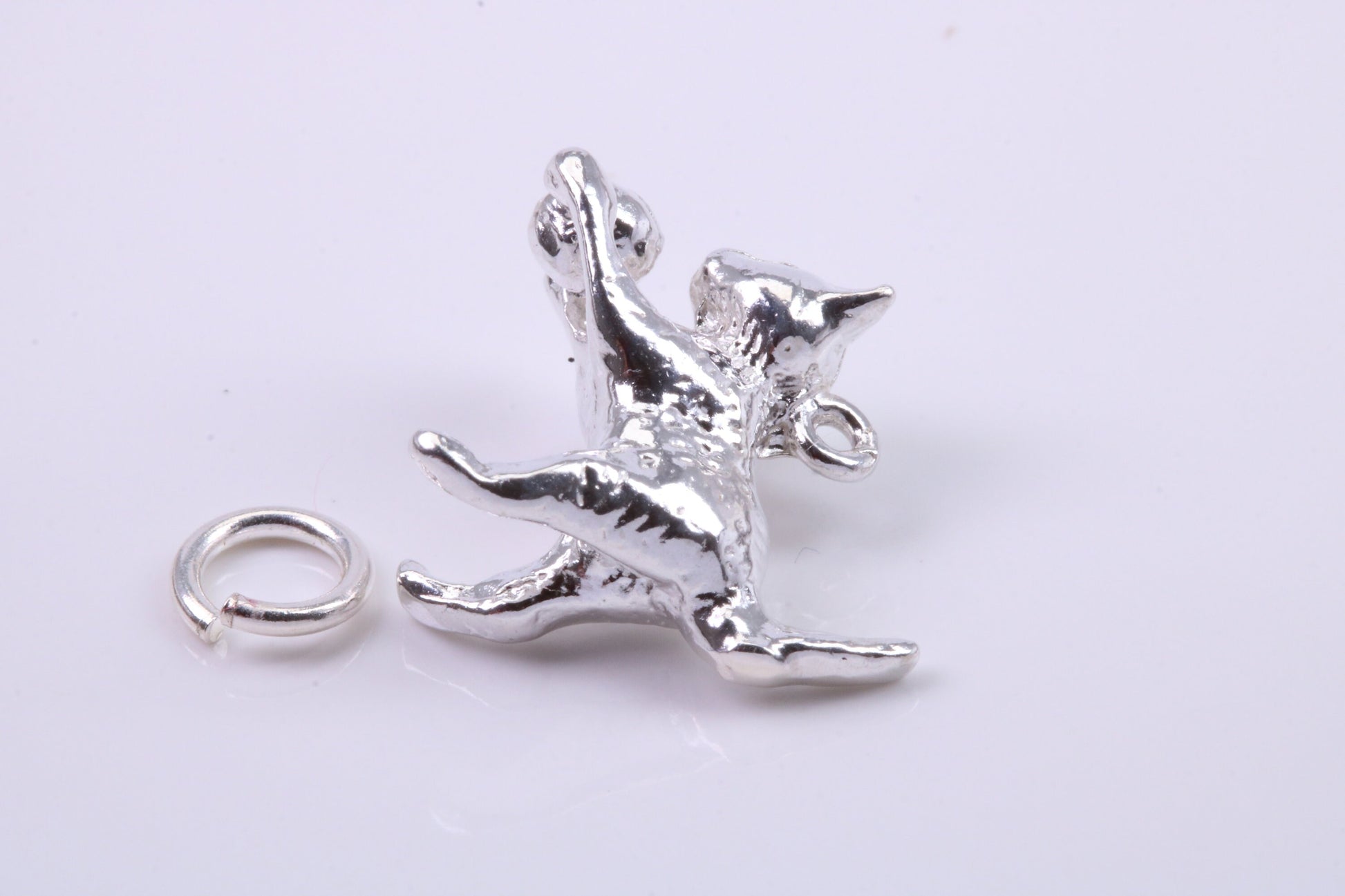 Cat Charm, Traditional Charm, Made from Solid 925 Grade Sterling Silver, Complete with Attachment Link