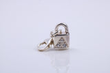 Padlock Charm, Traditional Charm, Made from Solid 925 Grade Sterling Silver, Complete with Attachment Link