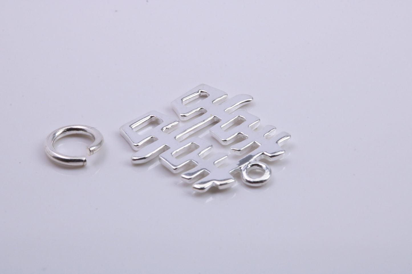 Oriental Writing Charm, Traditional Charm, Made from Solid 925 Grade Sterling Silver, Complete with Attachment Link