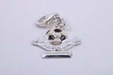 Foot Ball Trophy Charm, Traditional Charm, Made from Solid 925 Grade Sterling Silver, Complete with Attachment Link