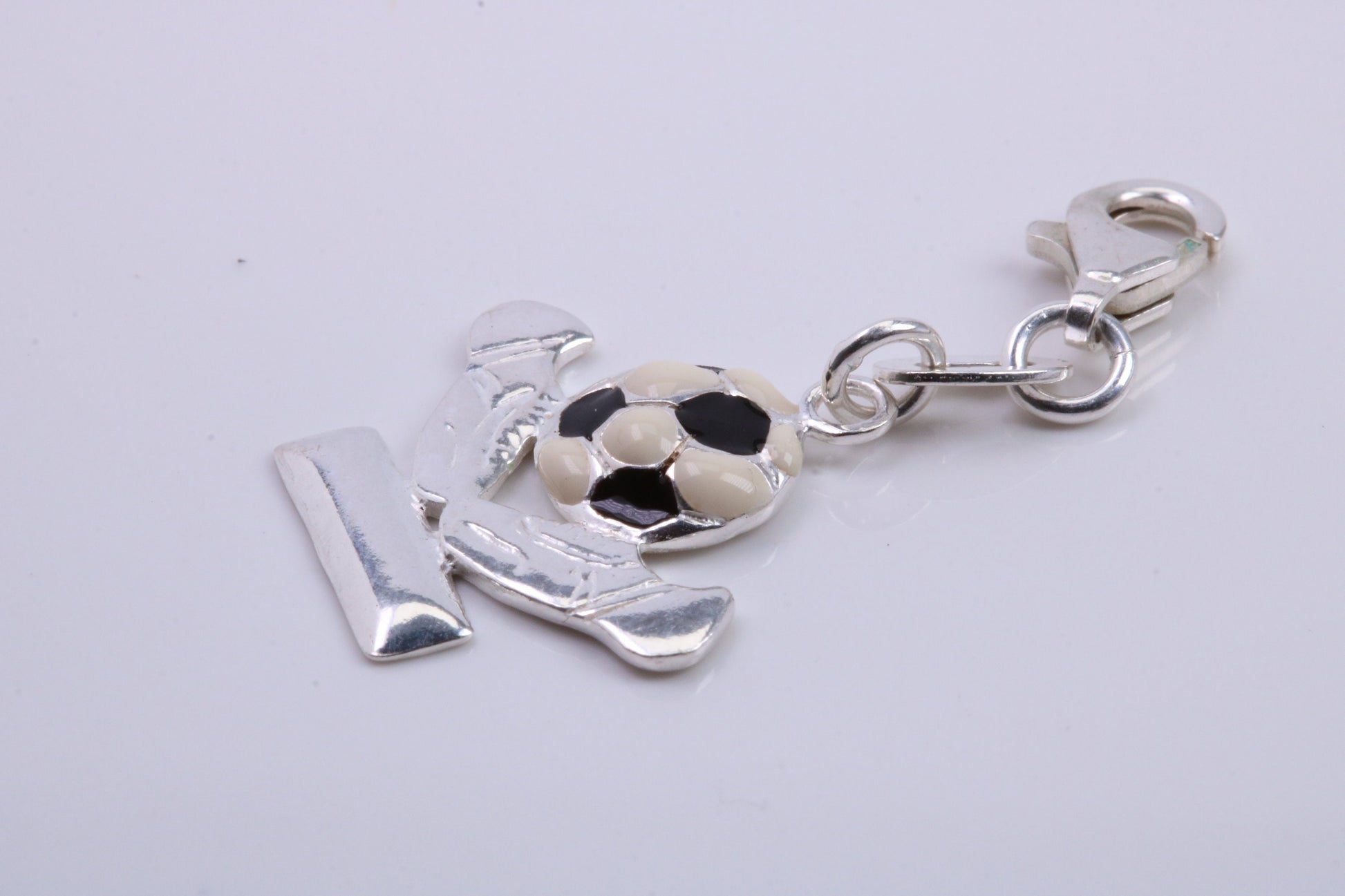 Foot Ball Trophy Charm, Traditional Charm, Made from Solid 925 Grade Sterling Silver, Complete with Attachment Link