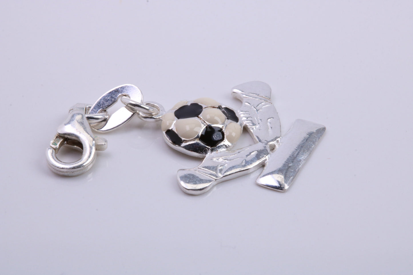 Foot Ball Trophy Charm, Traditional Charm, Made from Solid 925 Grade Sterling Silver, Complete with Attachment Link
