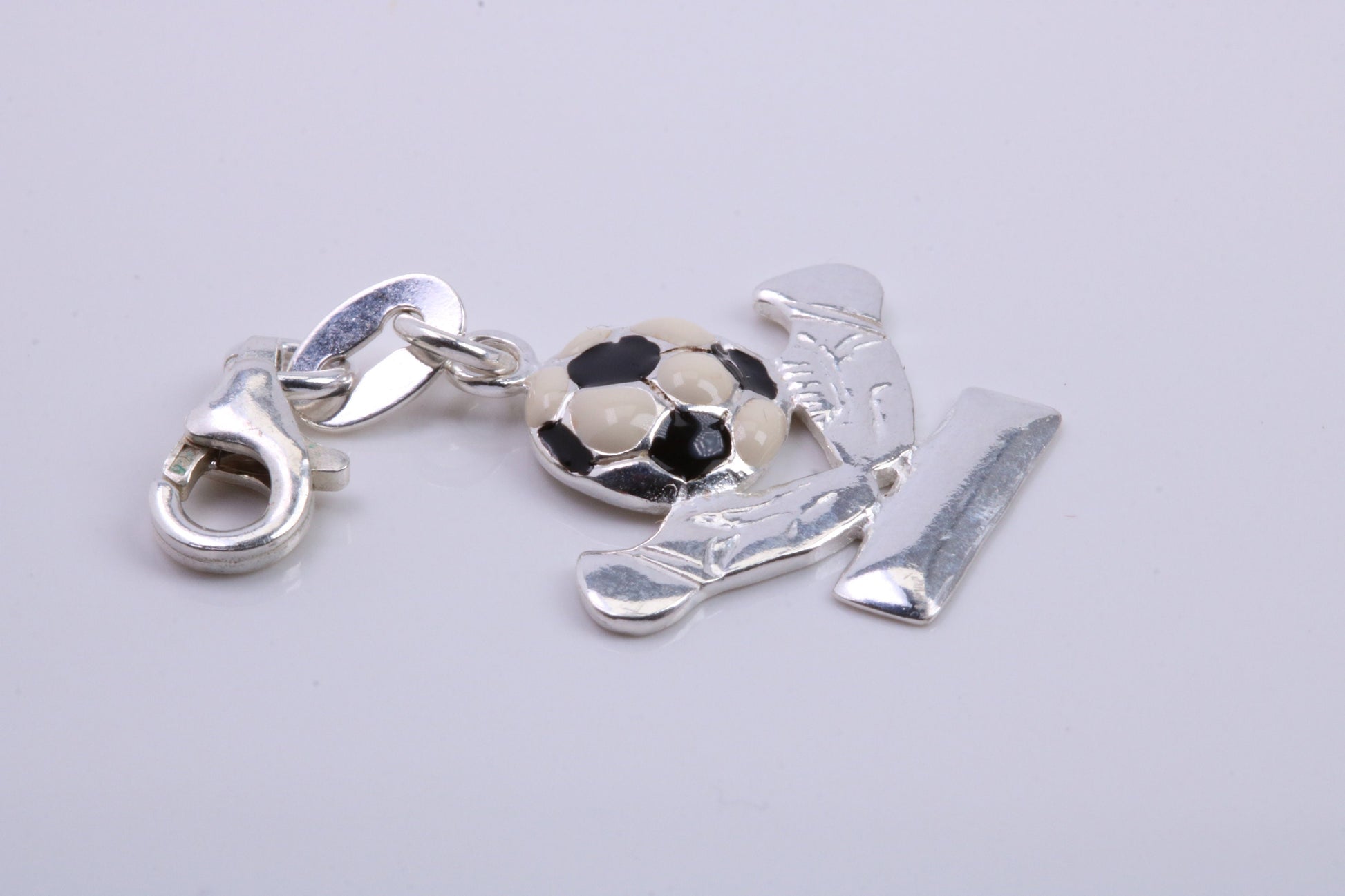 Foot Ball Trophy Charm, Traditional Charm, Made from Solid 925 Grade Sterling Silver, Complete with Attachment Link