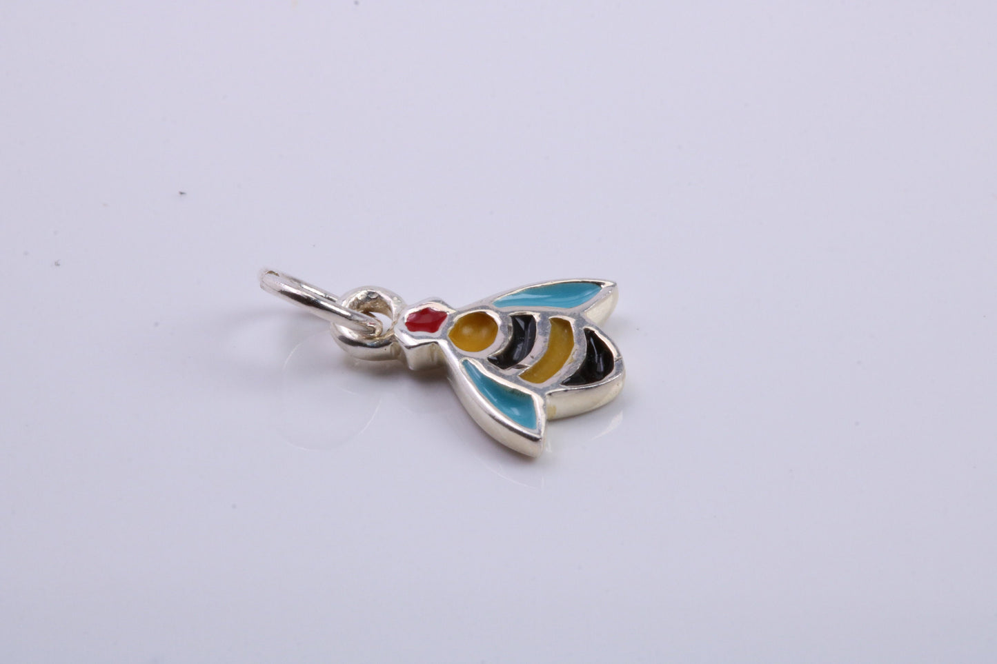 Bumble Bee Charm, Traditional Charm, Made from Solid 925 Grade Sterling Silver, Complete with Attachment Link