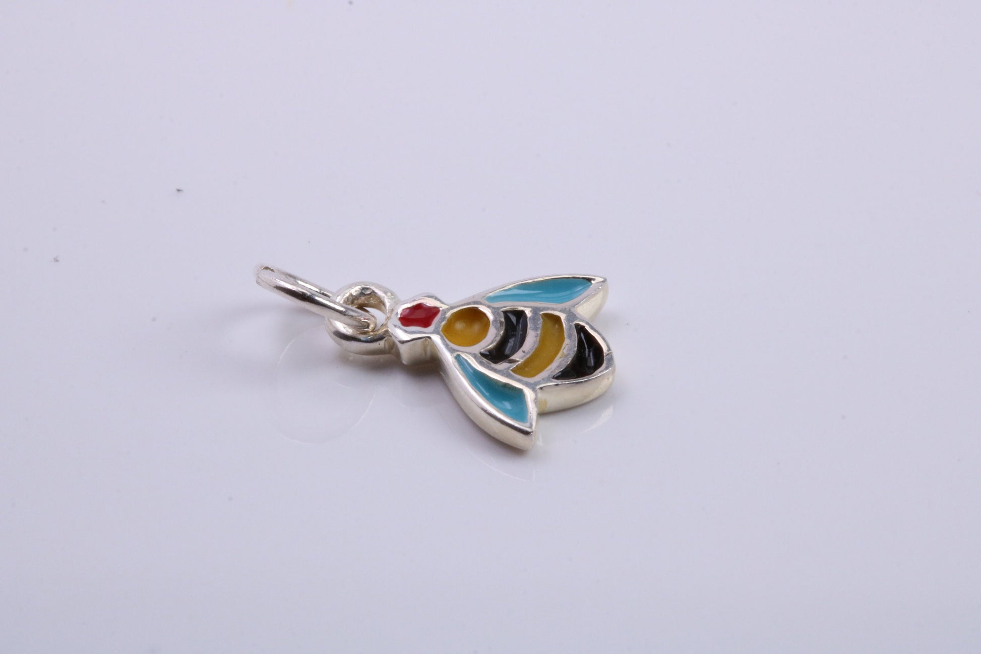 Bumble Bee Charm, Traditional Charm, Made from Solid 925 Grade Sterling Silver, Complete with Attachment Link