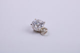 Solitaire Pendant Charm, Traditional Charm, Made from Solid 925 Grade Sterling Silver, Complete with Attachment Link