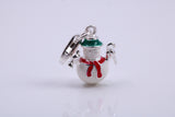 Snowman Charm, Traditional Charm, Made from Solid 925 Grade Sterling Silver, Complete with Attachment Link