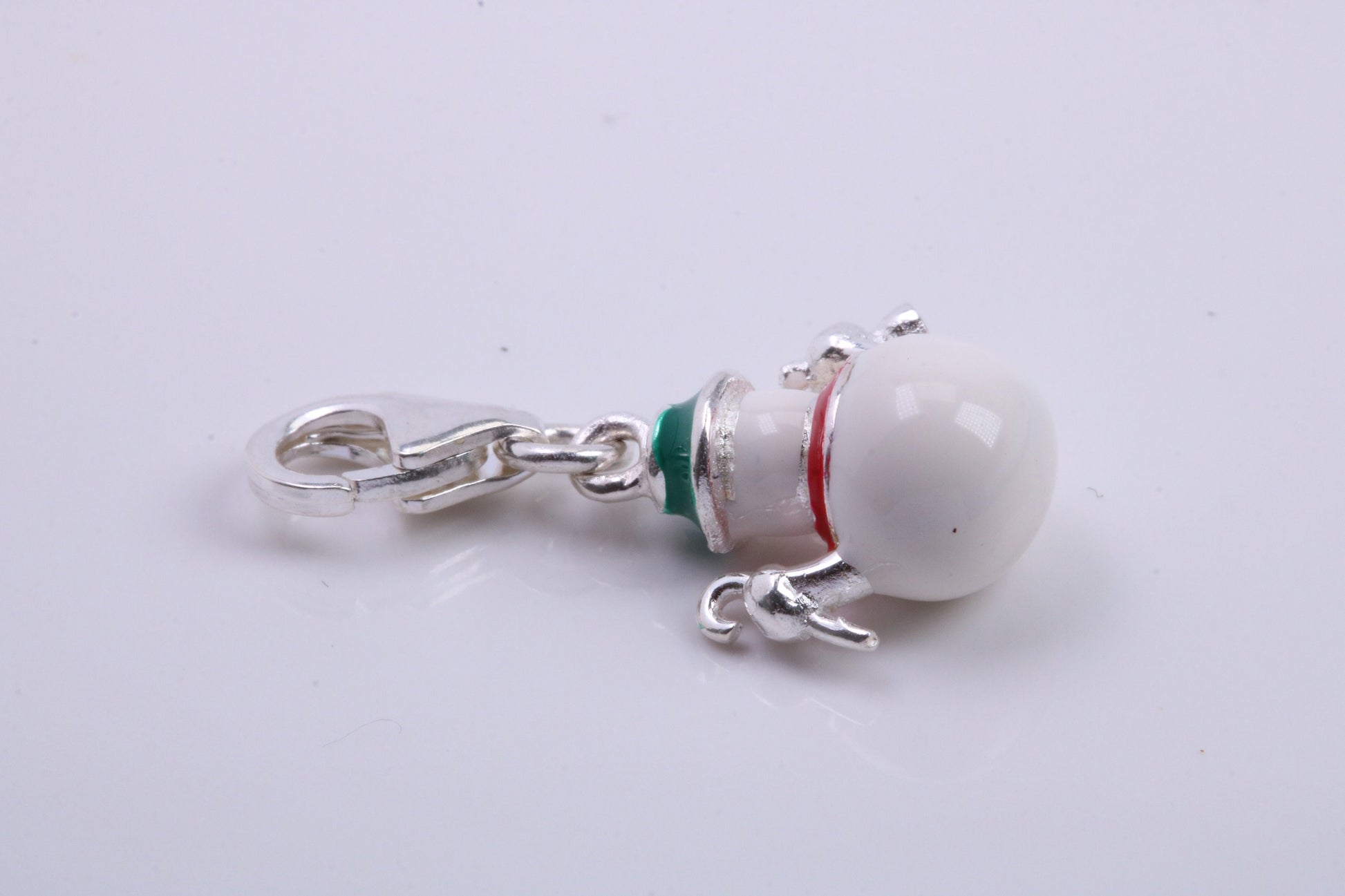 Snowman Charm, Traditional Charm, Made from Solid 925 Grade Sterling Silver, Complete with Attachment Link