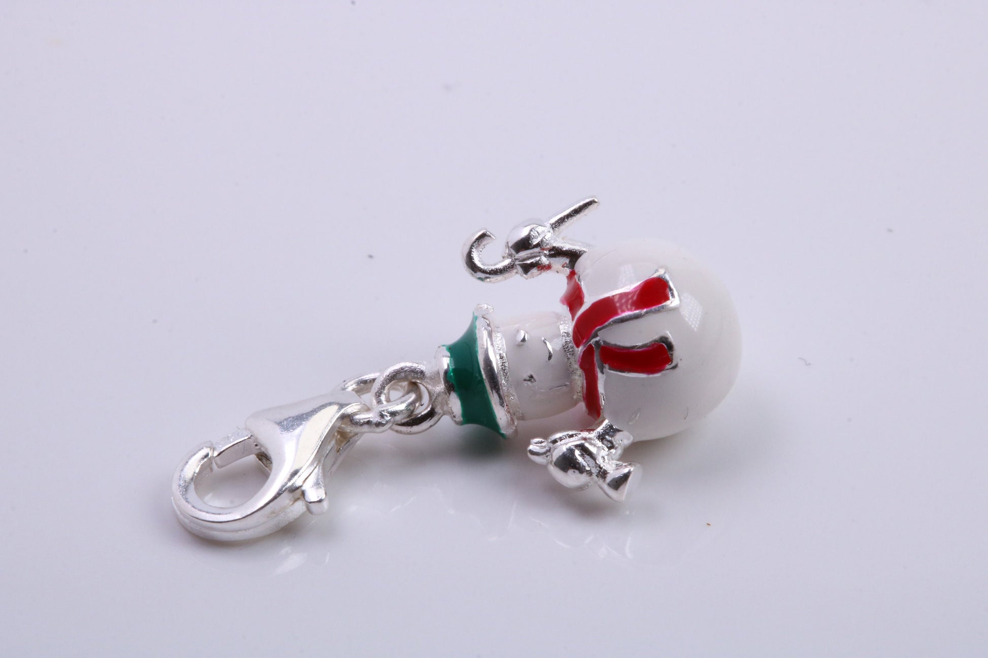Snowman Charm, Traditional Charm, Made from Solid 925 Grade Sterling Silver, Complete with Attachment Link