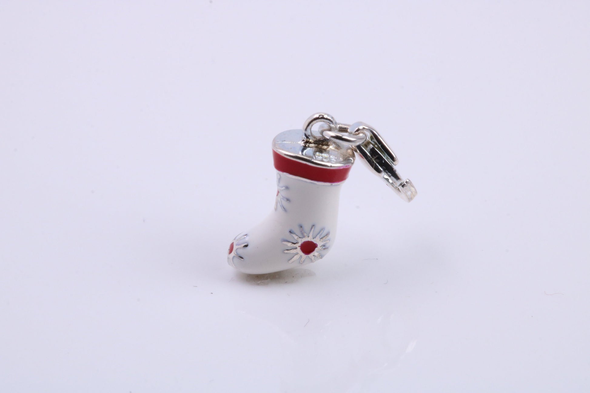 Christmas Stocking Charm, Traditional Charm, Made from Solid 925 Grade Sterling Silver, Complete with Attachment Link
