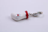 Christmas Stocking Charm, Traditional Charm, Made from Solid 925 Grade Sterling Silver, Complete with Attachment Link