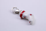 Christmas Stocking Charm, Traditional Charm, Made from Solid 925 Grade Sterling Silver, Complete with Attachment Link