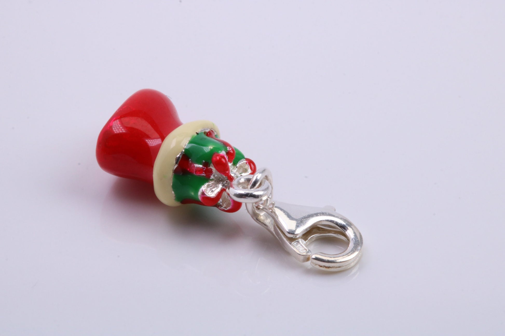 Christmas Stocking Charm, Traditional Charm, Made from Solid 925 Grade Sterling Silver, Complete with Attachment Link