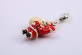 Father Christmas Charm, Traditional Charm, Made from Solid 925 Grade Sterling Silver, Complete with Attachment Link