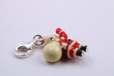 Father Christmas Charm, Traditional Charm, Made from Solid 925 Grade Sterling Silver, Complete with Attachment Link